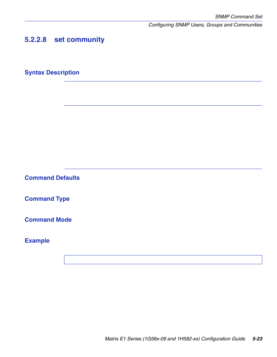 8 set community, Set community -23, Set community | Section 5.2.2.8 | Enterasys Networks 1G58x-09 User Manual | Page 245 / 808
