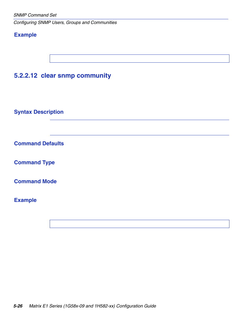 12 clear snmp community, Clear snmp community -26, Section 5.2.2.12 | Enterasys Networks 1G58x-09 User Manual | Page 248 / 808