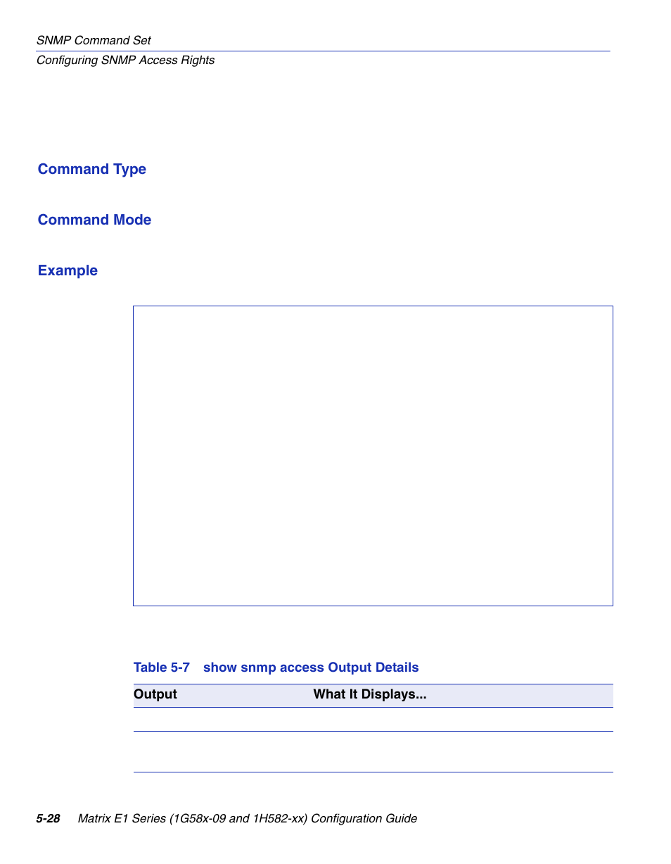 Show snmp access output details | Enterasys Networks 1G58x-09 User Manual | Page 250 / 808