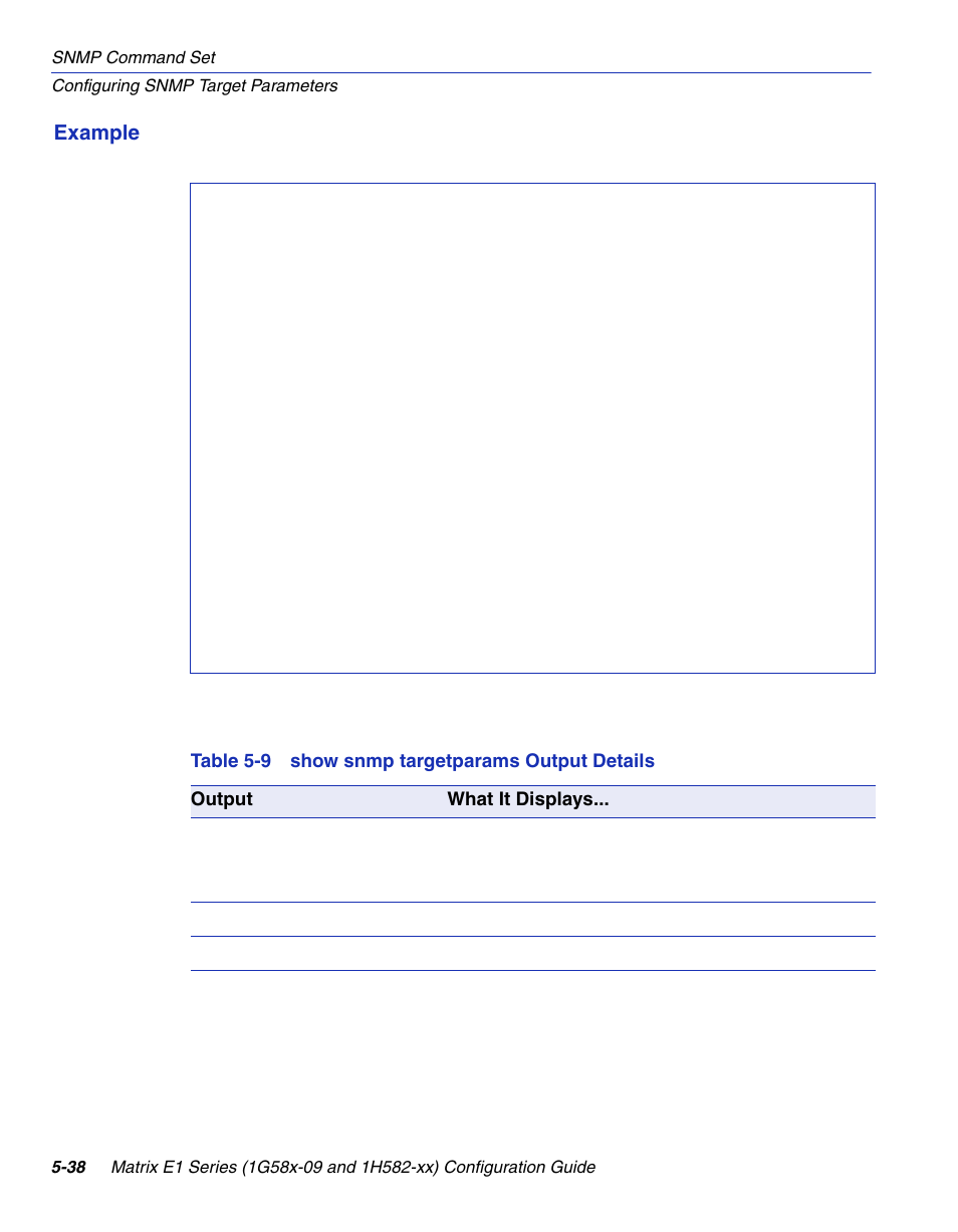 Show snmp targetparams output details | Enterasys Networks 1G58x-09 User Manual | Page 260 / 808