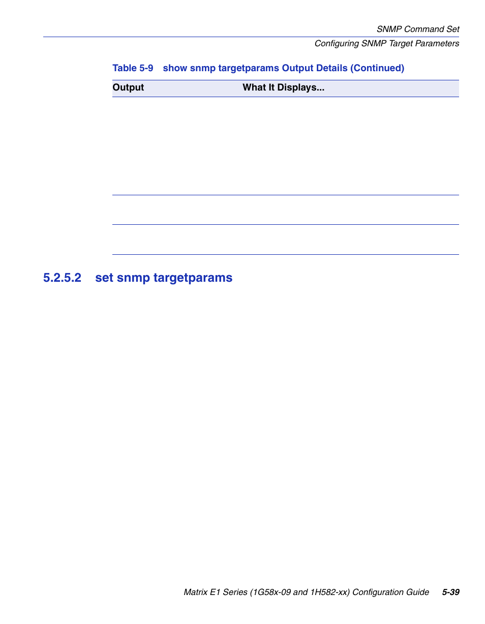 2 set snmp targetparams, Set snmp targetparams -39, Etparams | Section 5.2.5.2 | Enterasys Networks 1G58x-09 User Manual | Page 261 / 808