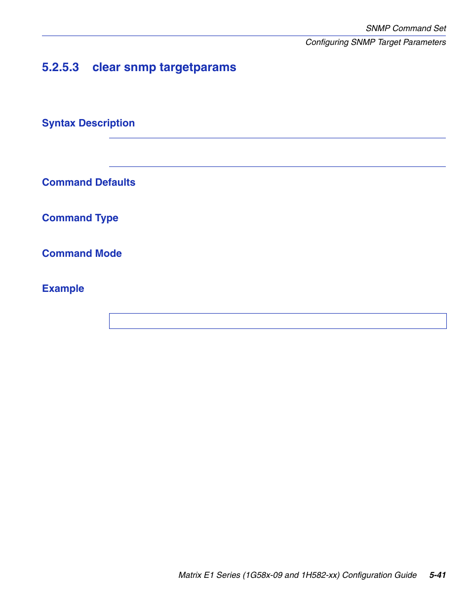3 clear snmp targetparams, Clear snmp targetparams -41, Section 5.2.5.3 | Enterasys Networks 1G58x-09 User Manual | Page 263 / 808