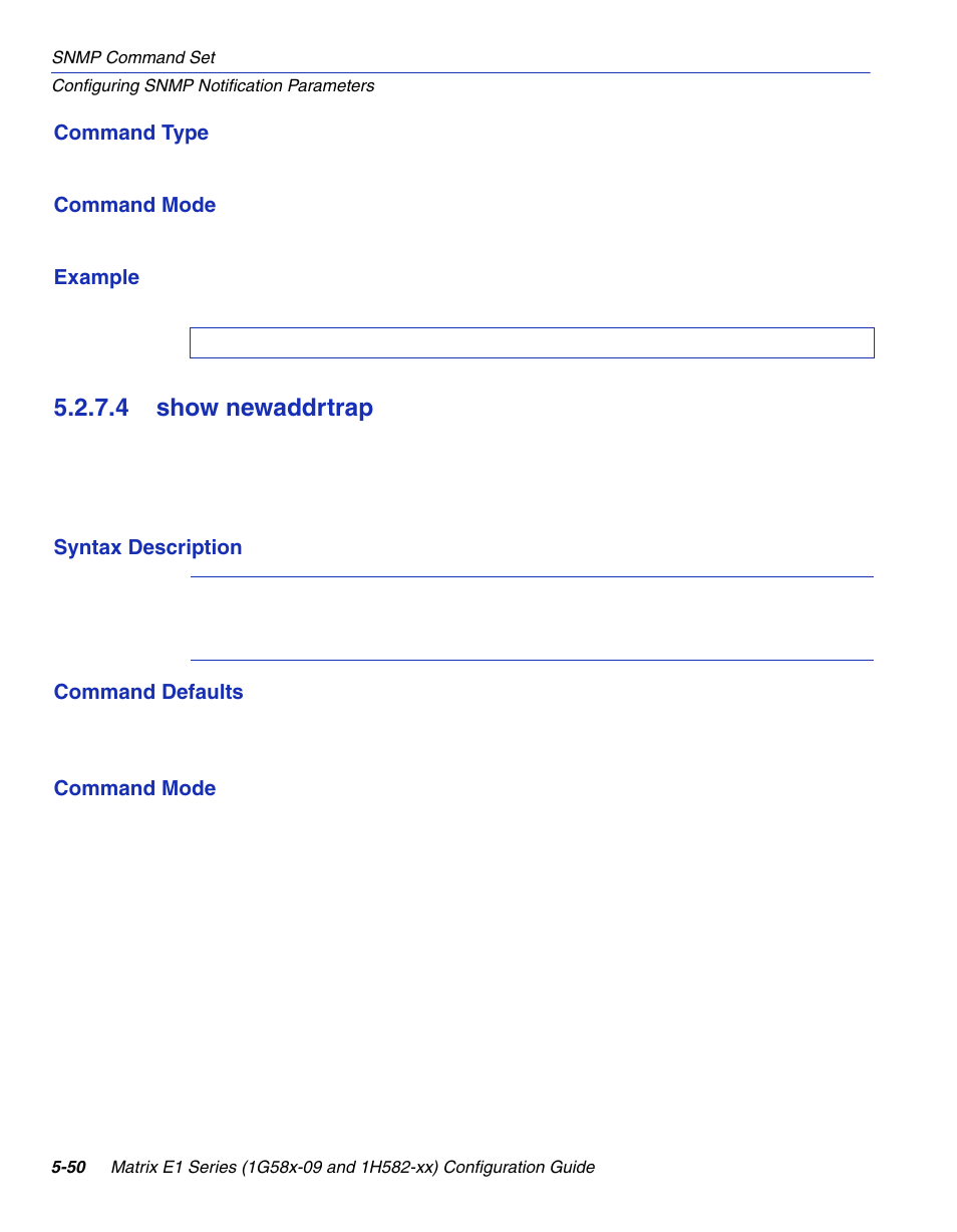 4 show newaddrtrap, Show newaddrtrap -50, Section 5.2.7.4 | Enterasys Networks 1G58x-09 User Manual | Page 272 / 808
