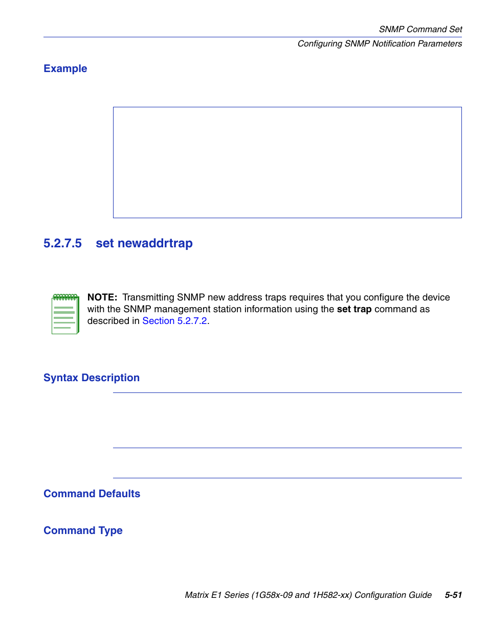 5 set newaddrtrap, Set newaddrtrap -51, Section 5.2.7.5 | Enterasys Networks 1G58x-09 User Manual | Page 273 / 808