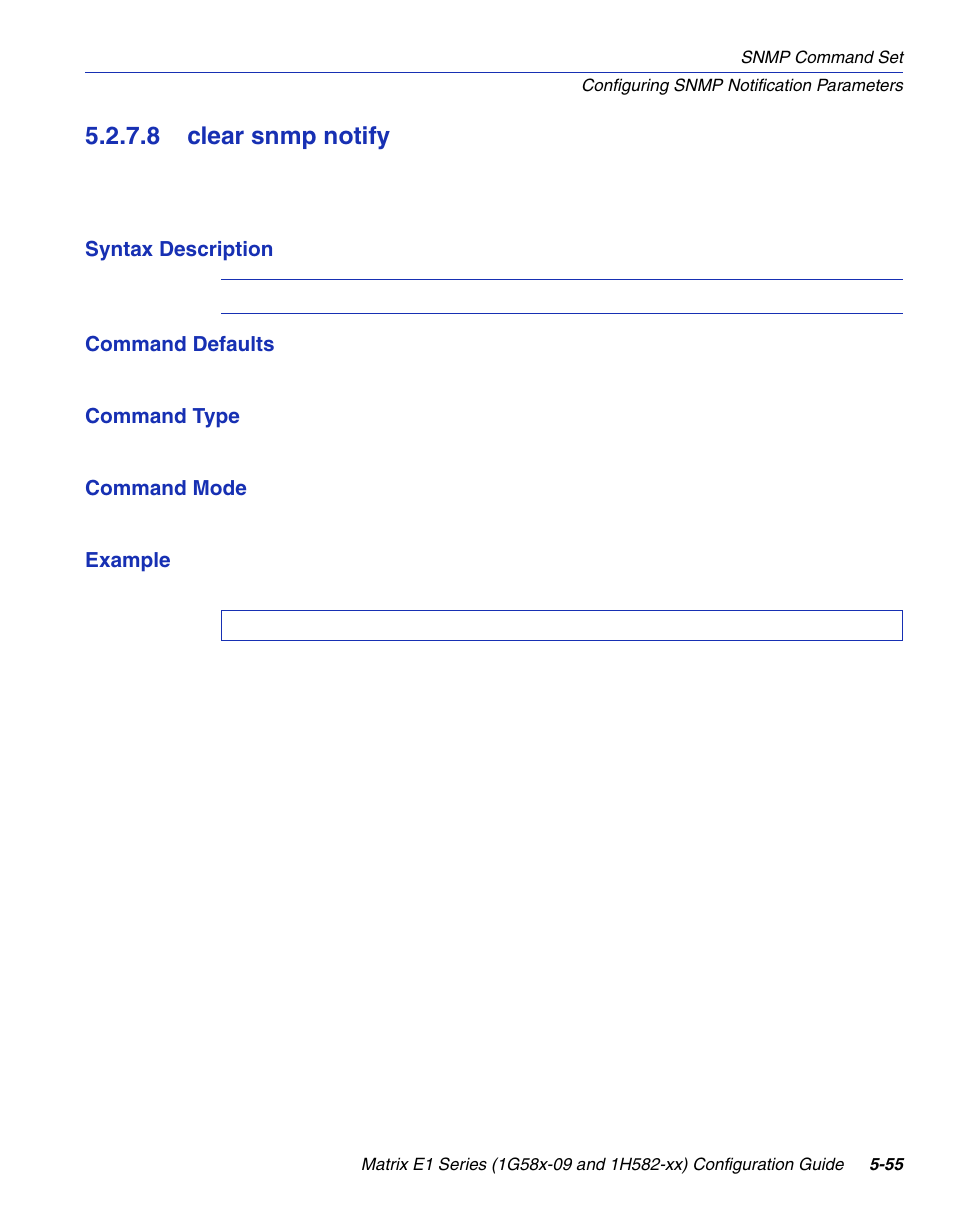 8 clear snmp notify, Clear snmp notify -55, Mp notify | Section 5.2.7.8 | Enterasys Networks 1G58x-09 User Manual | Page 277 / 808