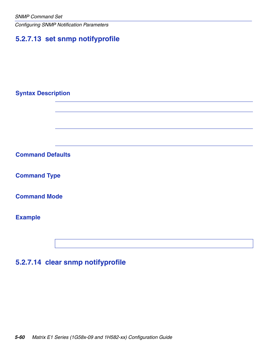 13 set snmp notifyprofile, 14 clear snmp notifyprofile, Set snmp notifyprofile -60 | Clear snmp notifyprofile -60, Yprofile, Section 5.2.7.13, Section 5.2.7.14 | Enterasys Networks 1G58x-09 User Manual | Page 282 / 808