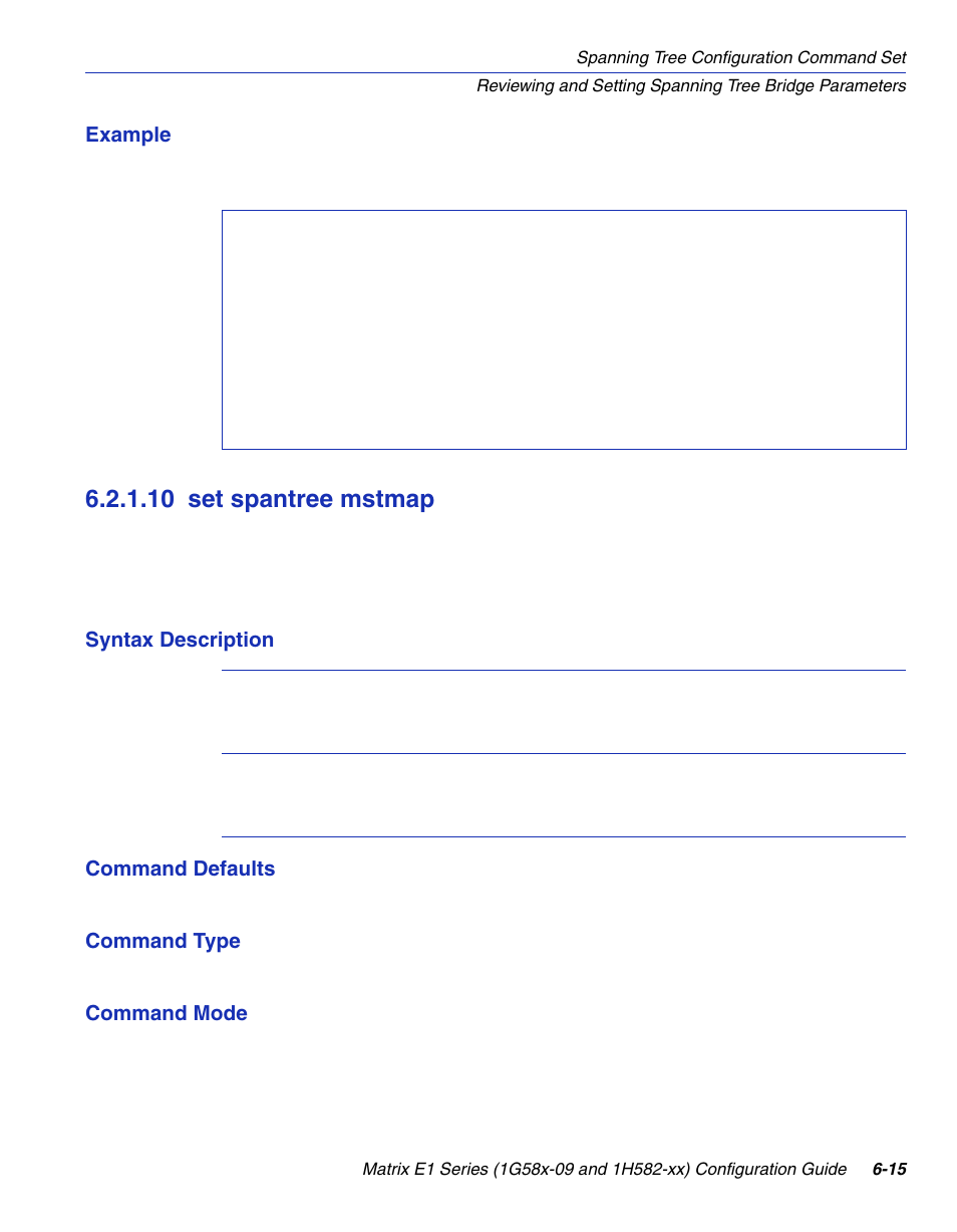 10 set spantree mstmap, Set spantree mstmap -15, Fer to | Section 6.2.1.10 | Enterasys Networks 1G58x-09 User Manual | Page 301 / 808