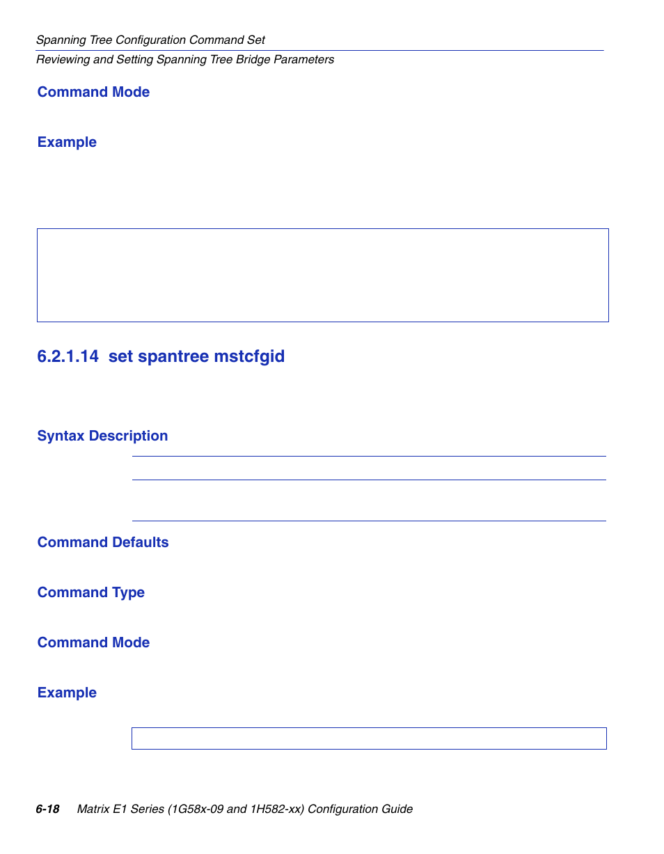 14 set spantree mstcfgid, Set spantree mstcfgid -18, Section 6.2.1.14 | Enterasys Networks 1G58x-09 User Manual | Page 304 / 808