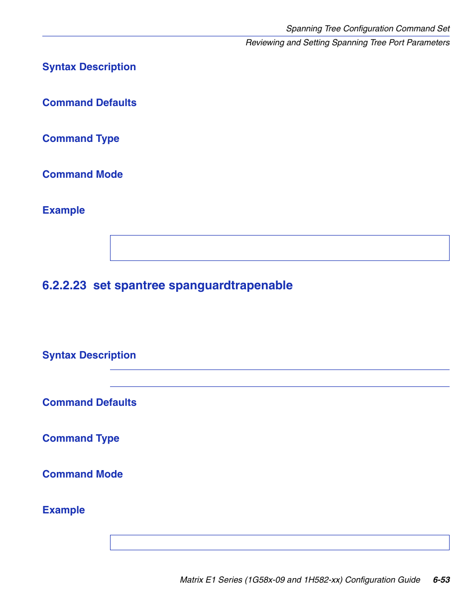 23 set spantree spanguardtrapenable, Set spantree spanguardtrapenable -53, Nable | Section 6.2.2.23 | Enterasys Networks 1G58x-09 User Manual | Page 339 / 808