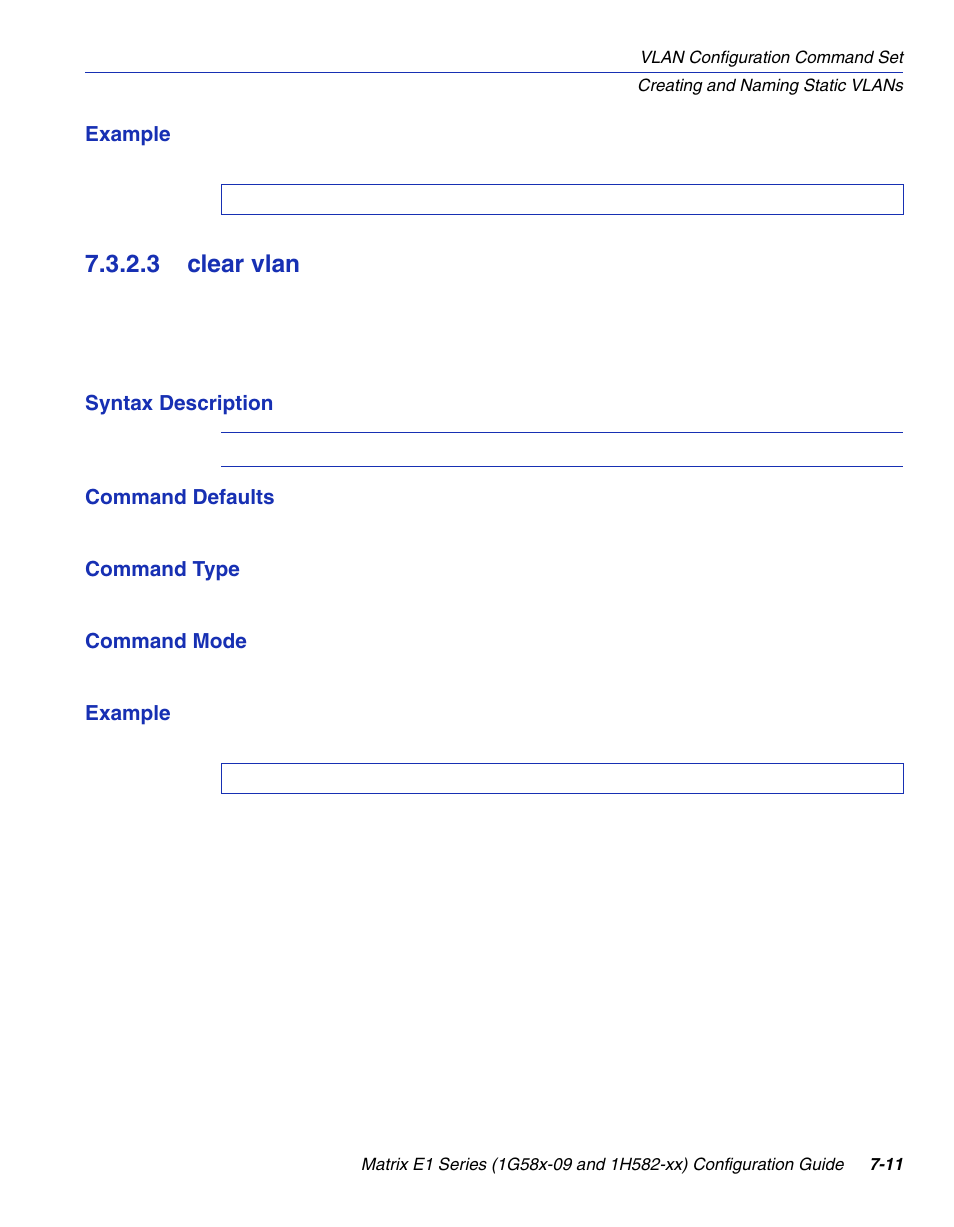 3 clear vlan, Clear vlan -11, Section 7.3.2.3 | Enterasys Networks 1G58x-09 User Manual | Page 353 / 808