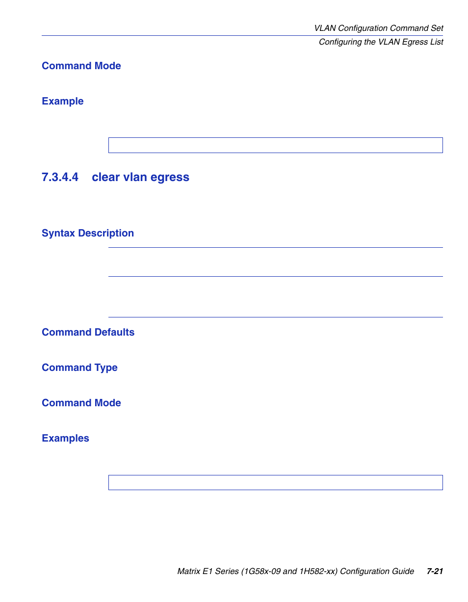 4 clear vlan egress, Clear vlan egress -21, Section 7.3.4.4 | Enterasys Networks 1G58x-09 User Manual | Page 363 / 808