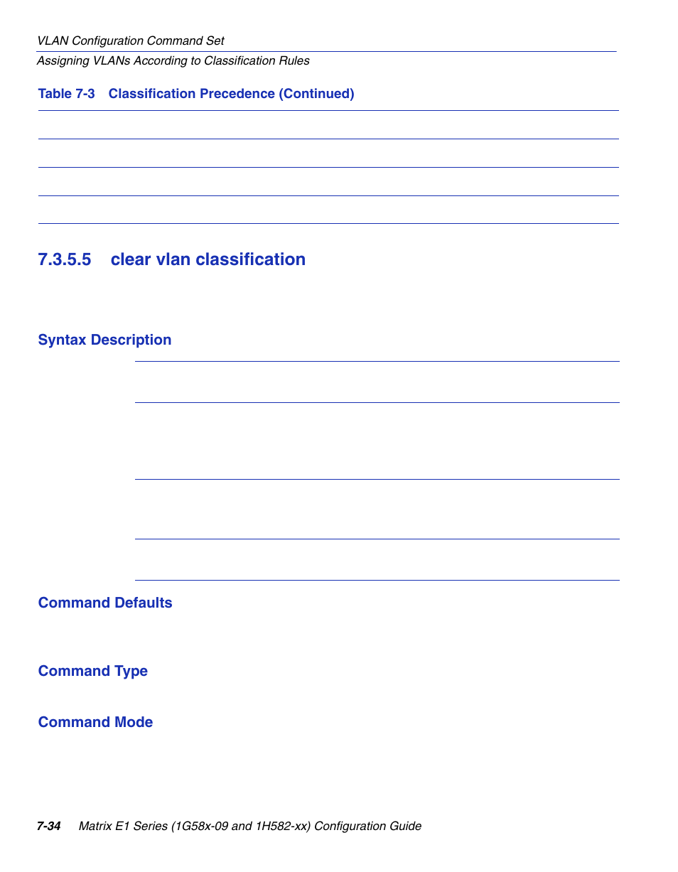 5 clear vlan classification, Clear vlan classification -34, Tion | Section 7.3.5.5 | Enterasys Networks 1G58x-09 User Manual | Page 376 / 808