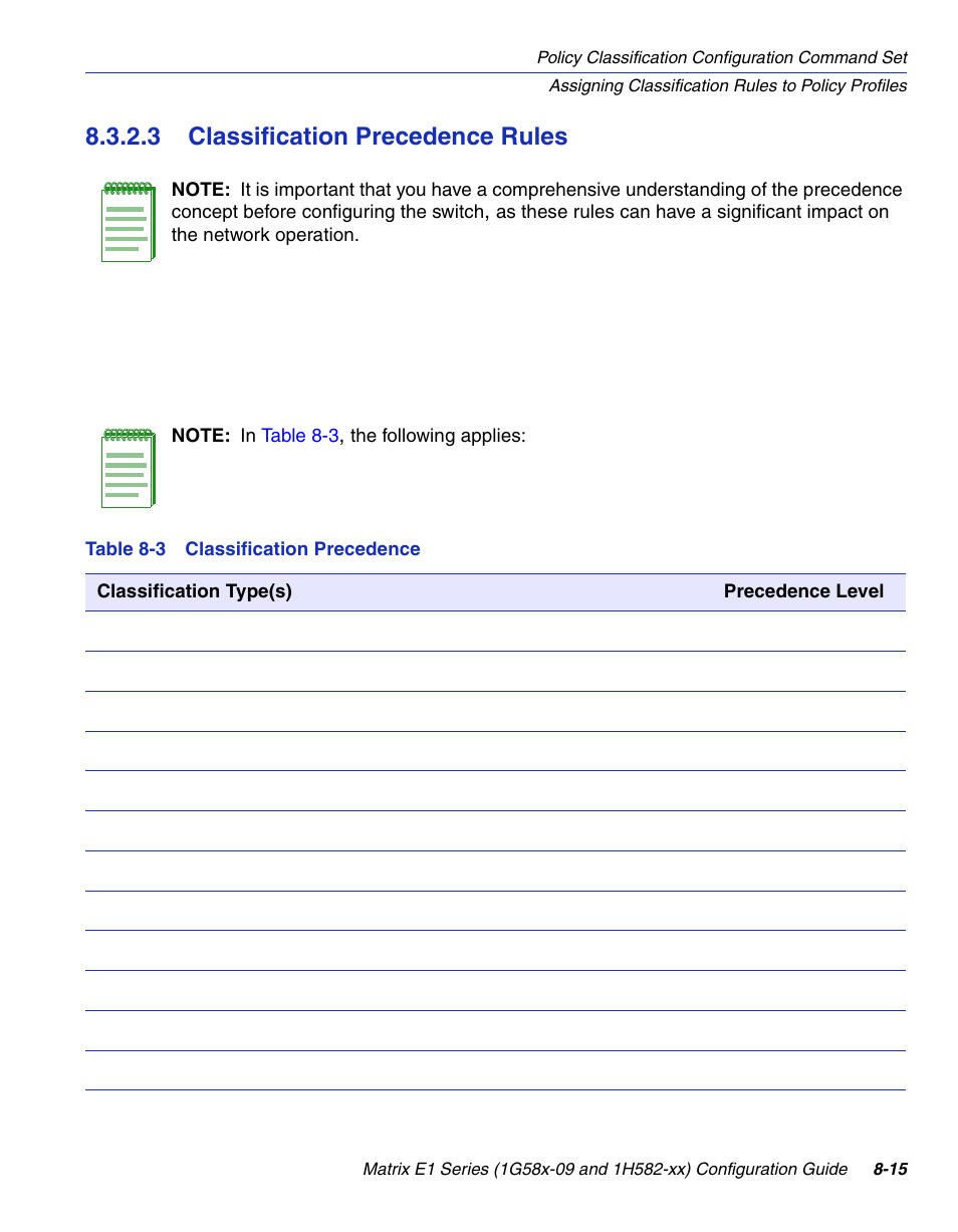 3 classification precedence rules, Classification precedence rules -15, Classification precedence | Enterasys Networks 1G58x-09 User Manual | Page 407 / 808