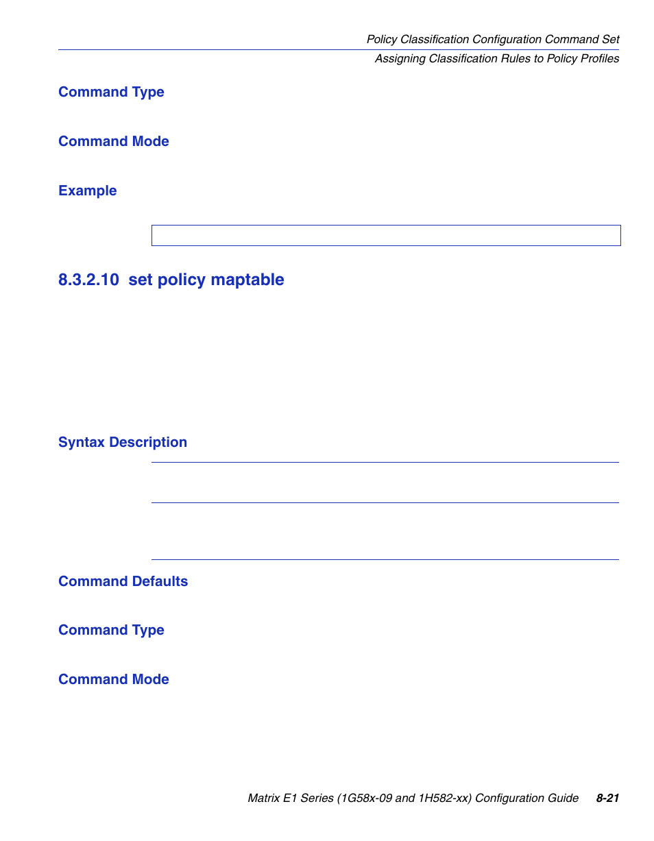 10 set policy maptable, Set policy maptable -21, Section 8.3.2.10 | Enterasys Networks 1G58x-09 User Manual | Page 413 / 808