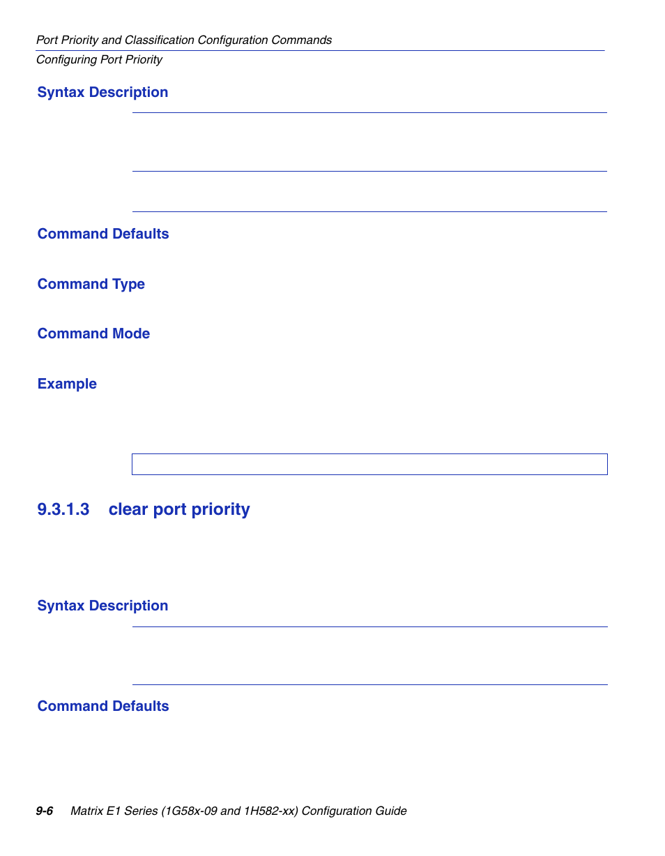 3 clear port priority, Clear port priority -6, Section 9.3.1.3 | Enterasys Networks 1G58x-09 User Manual | Page 424 / 808
