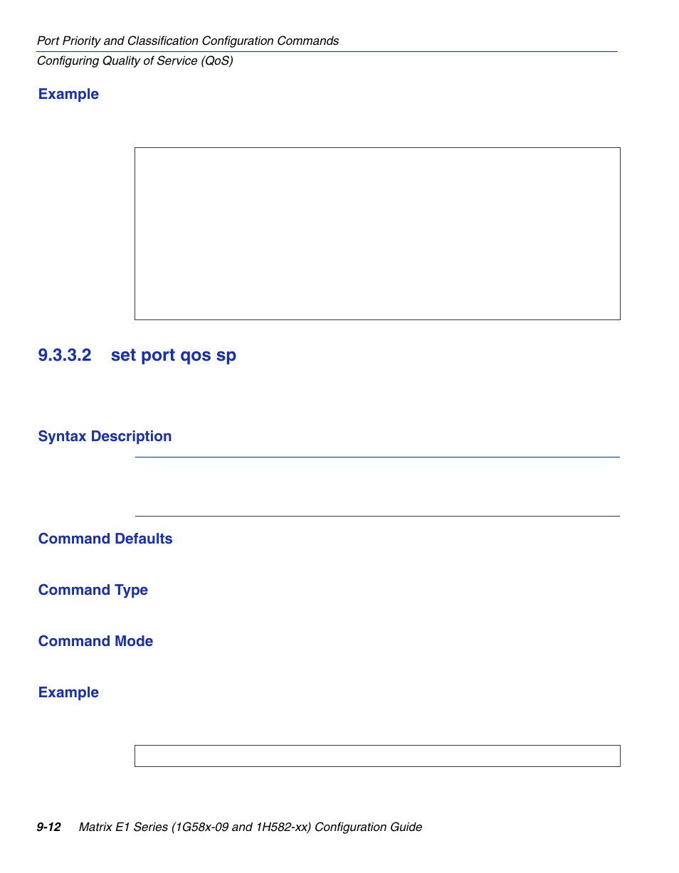 2 set port qos sp, Set port qos sp -12, Section 9.3.3.2 | Enterasys Networks 1G58x-09 User Manual | Page 430 / 808