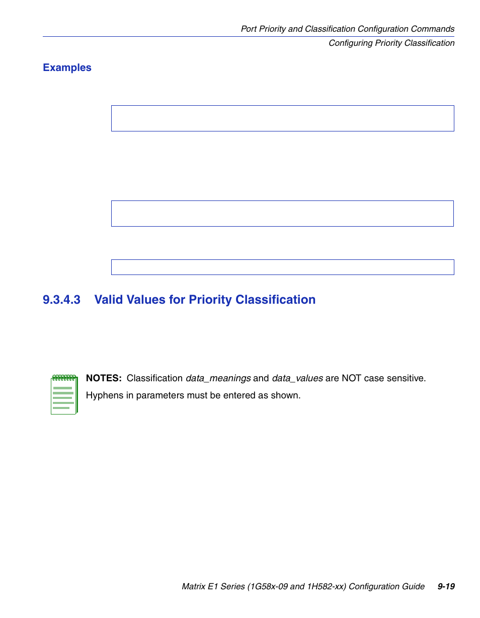 3 valid values for priority classification, Valid values for priority classification -19 | Enterasys Networks 1G58x-09 User Manual | Page 437 / 808