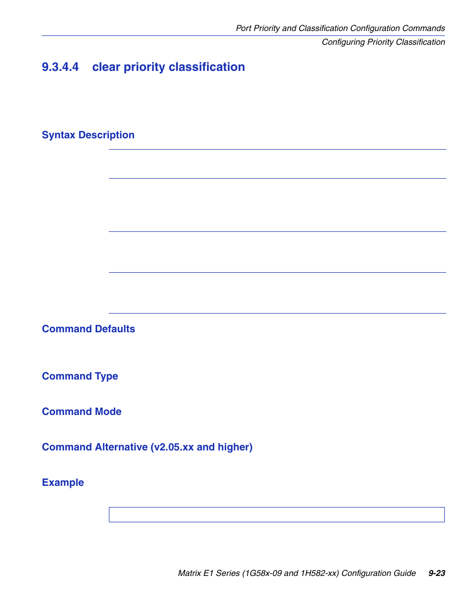 4 clear priority classification, Clear priority classification -23, Section 9.3.4.4 | Enterasys Networks 1G58x-09 User Manual | Page 441 / 808