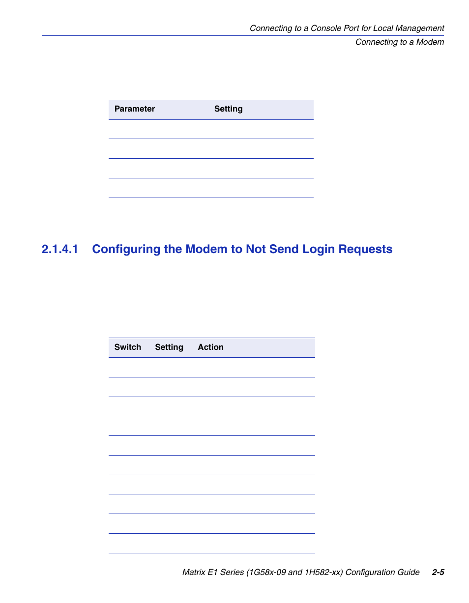 1 configuring the modem to not send login requests | Enterasys Networks 1G58x-09 User Manual | Page 45 / 808