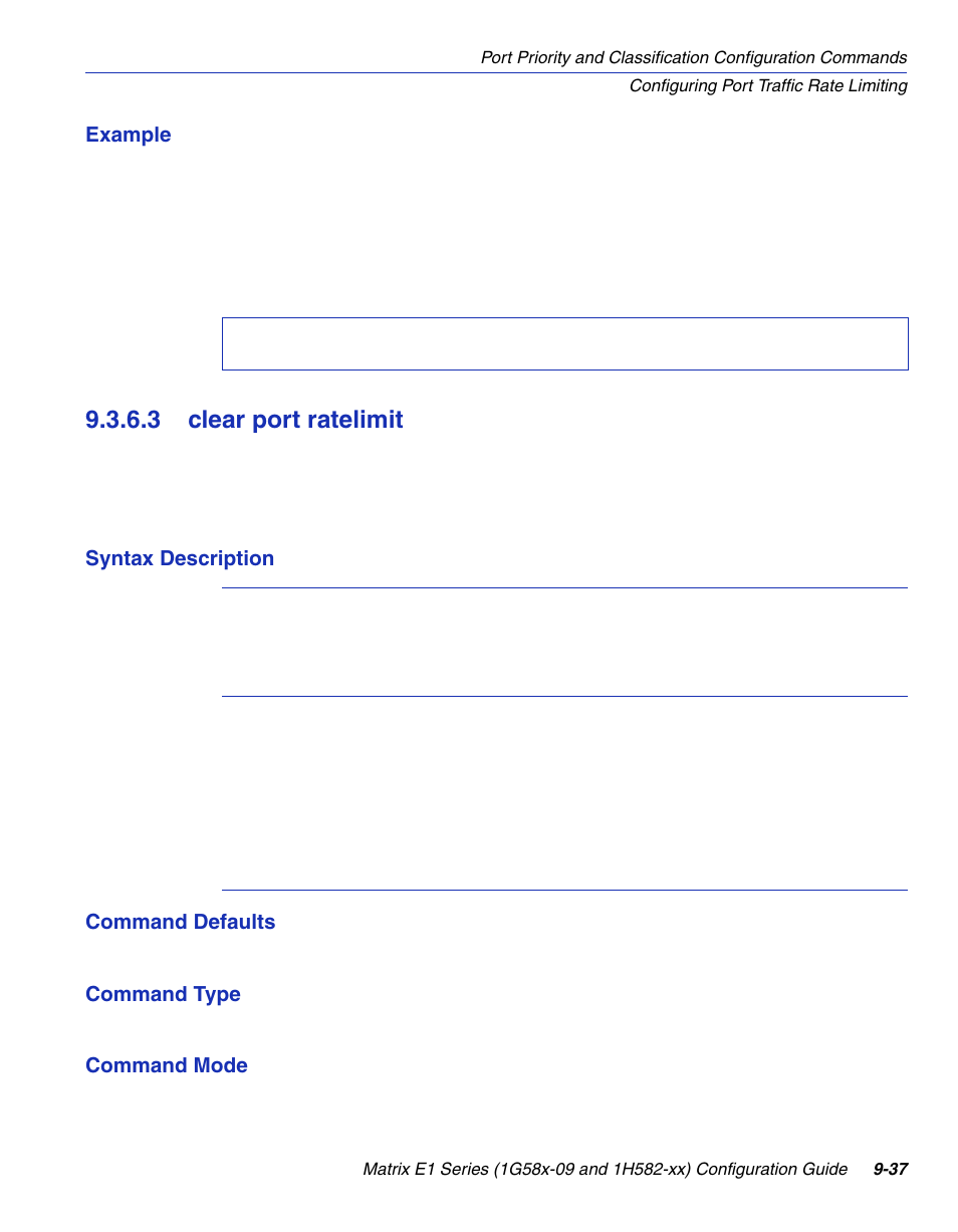 3 clear port ratelimit, Clear port ratelimit -37, Section 9.3.6.3 | Enterasys Networks 1G58x-09 User Manual | Page 455 / 808
