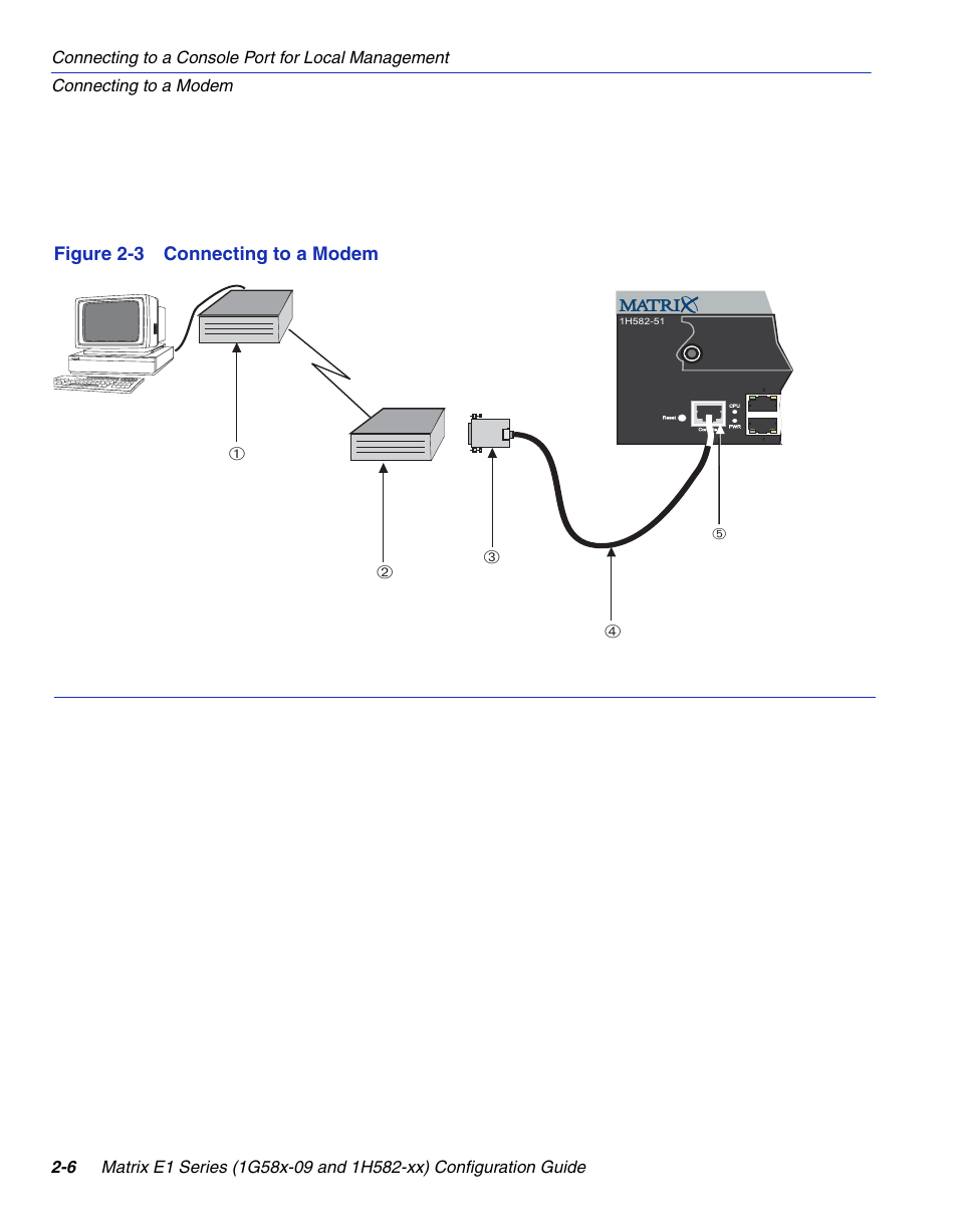 Connecting to a modem -6, Figure 2-3 | Enterasys Networks 1G58x-09 User Manual | Page 46 / 808