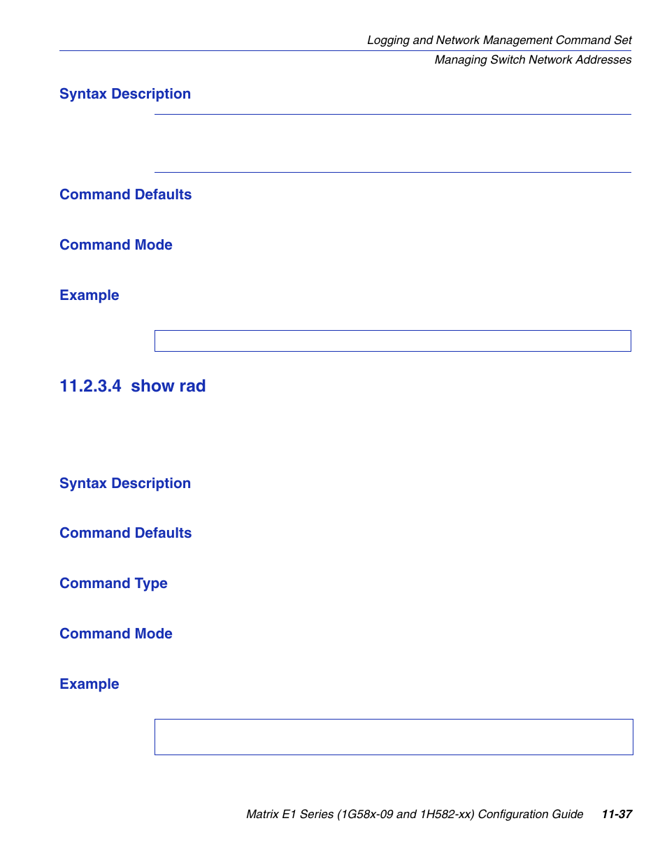 4 show rad, Show rad -37, Section 11.2.3.4 | Enterasys Networks 1G58x-09 User Manual | Page 507 / 808