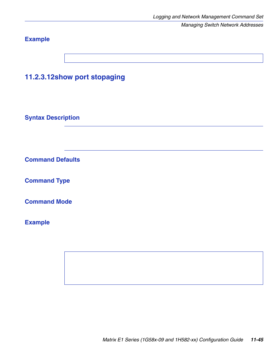 12 show port stopaging, Show port stopaging -45, Section 11.2.3.12 | 12show port stopaging | Enterasys Networks 1G58x-09 User Manual | Page 515 / 808