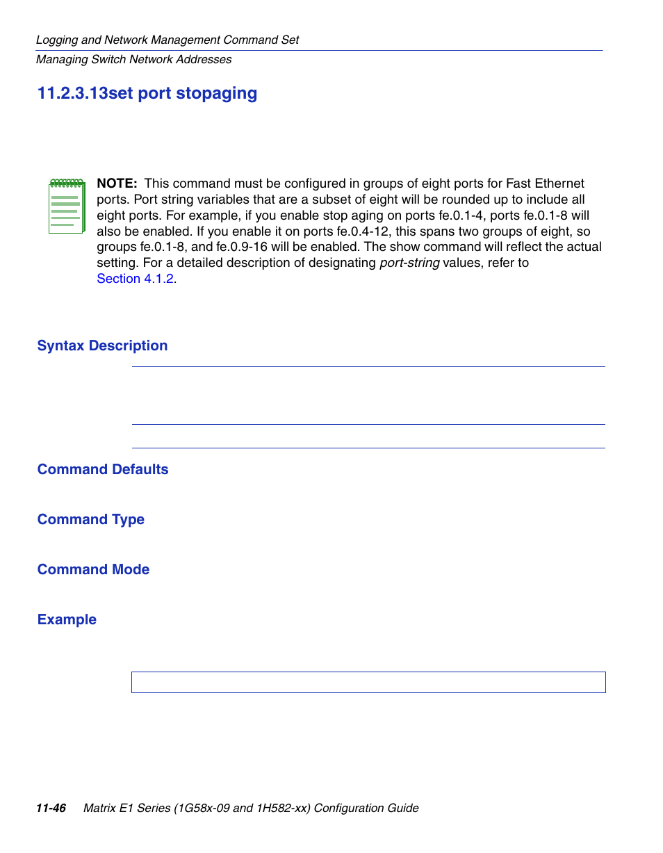 13 set port stopaging, Set port stopaging -46, Section 11.2.3.13 | 13set port stopaging | Enterasys Networks 1G58x-09 User Manual | Page 516 / 808