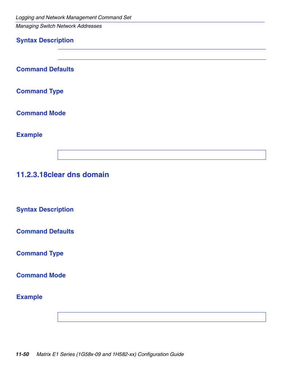18 clear dns domain, Clear dns domain -50, Section 11.2.3.18 | 18clear dns domain | Enterasys Networks 1G58x-09 User Manual | Page 520 / 808