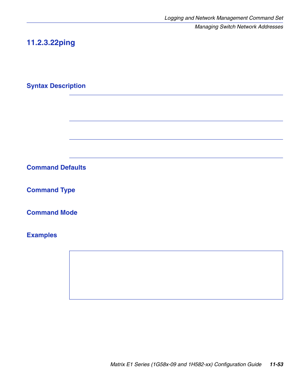 22 ping, Ping -53, Section 11.2.3.22 | 22ping | Enterasys Networks 1G58x-09 User Manual | Page 523 / 808