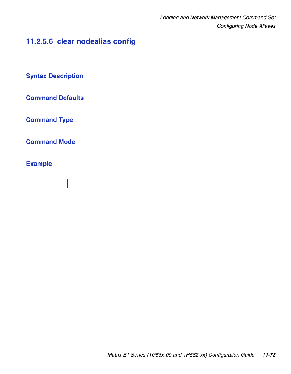 6 clear nodealias config, Clear nodealias config -73, Section 11.2.5.6 | Enterasys Networks 1G58x-09 User Manual | Page 543 / 808