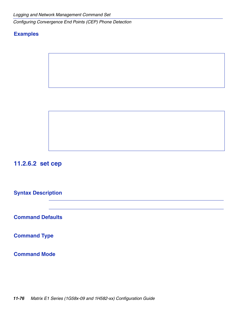 2 set cep, Set cep -76, Section 11.2.6.2 | Enterasys Networks 1G58x-09 User Manual | Page 546 / 808