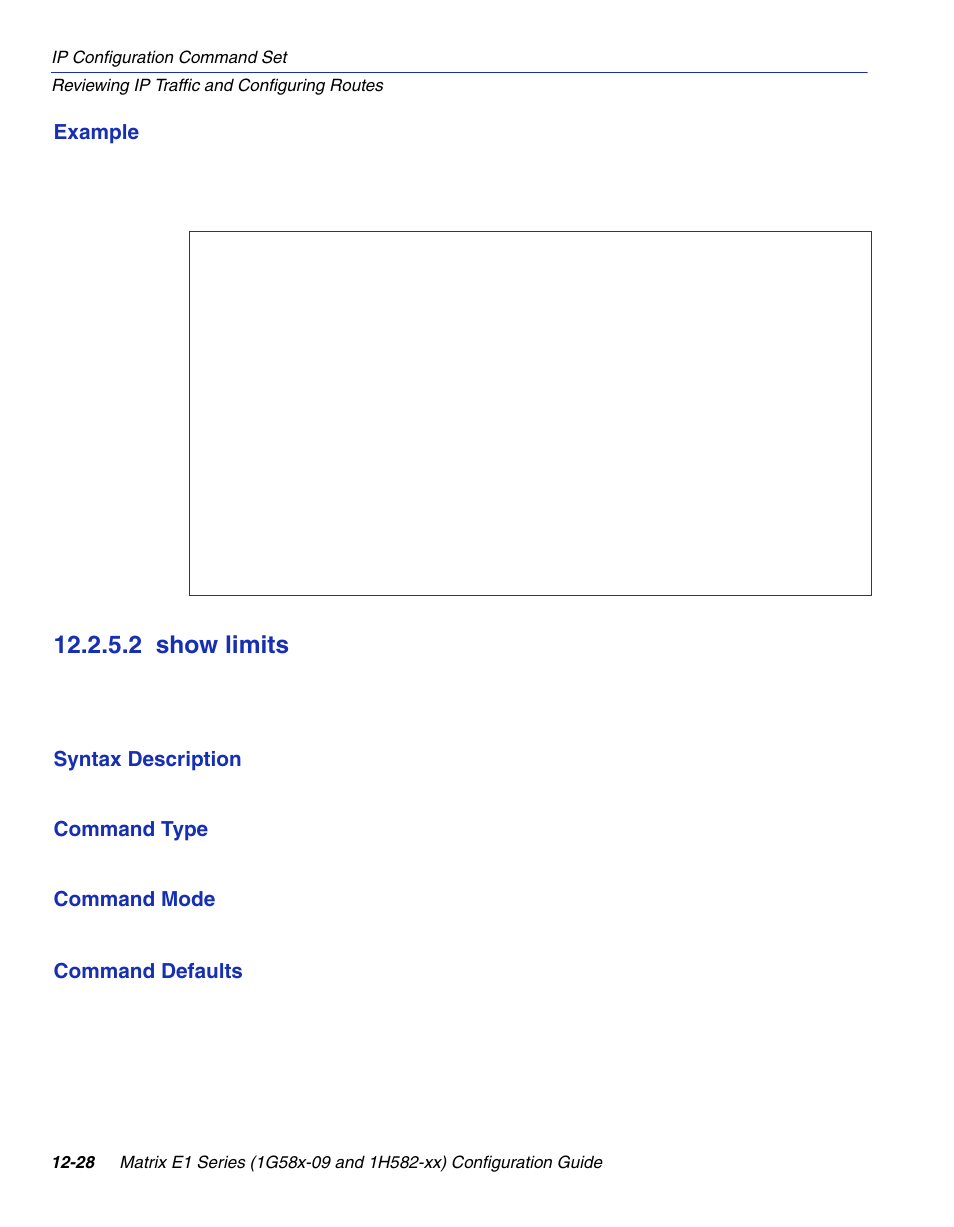 2 show limits, Show limits -28, Show limits | Section 12.2.5.2 | Enterasys Networks 1G58x-09 User Manual | Page 584 / 808