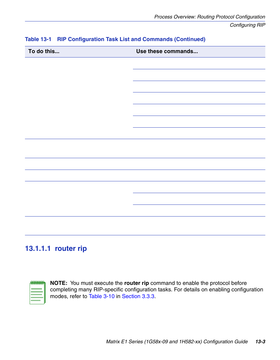 1 router rip, Router rip -3, Section 13.1.1.1 | Enterasys Networks 1G58x-09 User Manual | Page 597 / 808