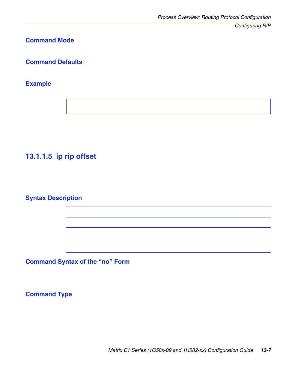 5 ip rip offset, Ip rip offset -7, Fset | Section 13.1.1.5 | Enterasys Networks 1G58x-09 User Manual | Page 601 / 808