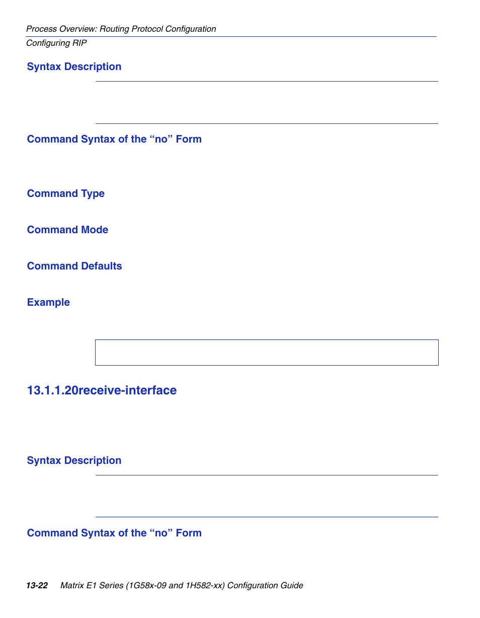 20 receive-interface, Receive-interface -22, Section 13.1.1.20 | 20receive-interface | Enterasys Networks 1G58x-09 User Manual | Page 616 / 808