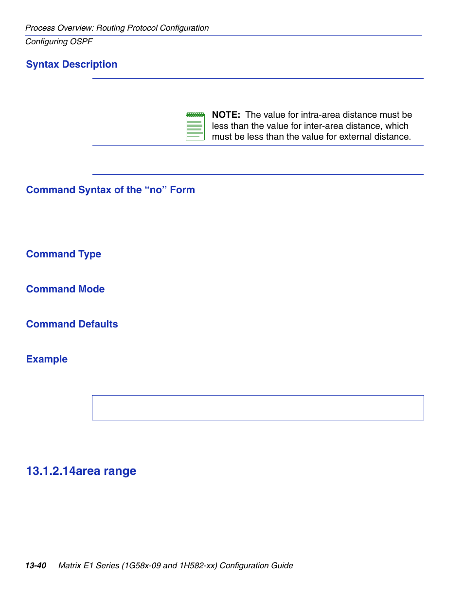 14 area range, Area range -40, Section 13.1.2.14 | 14area range | Enterasys Networks 1G58x-09 User Manual | Page 634 / 808