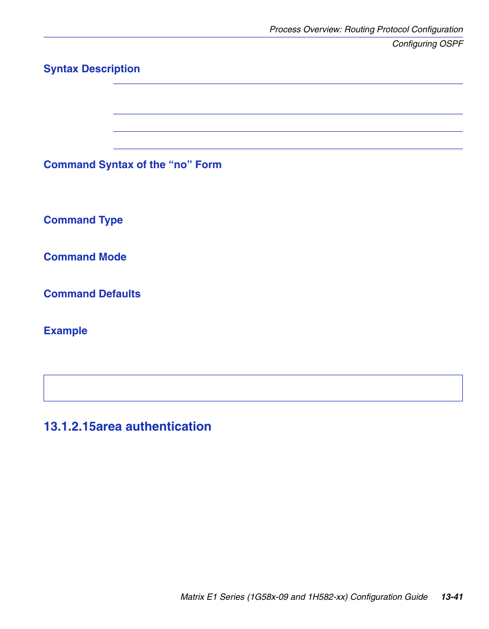 15 area authentication, Area authentication -41, Section 13.1.2.15 | 15area authentication | Enterasys Networks 1G58x-09 User Manual | Page 635 / 808