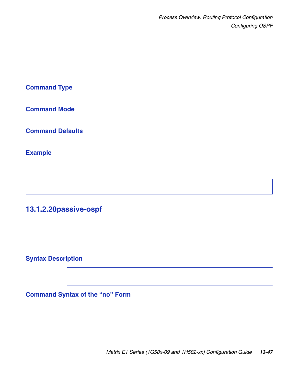 20 passive-ospf, Passive-ospf -47, Ive-ospf | Section 13.1.2.20, 20passive-ospf | Enterasys Networks 1G58x-09 User Manual | Page 641 / 808