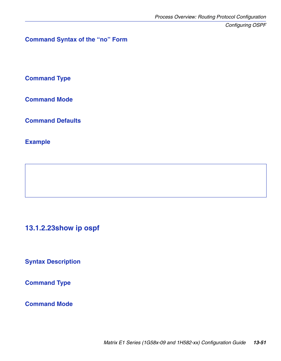 23 show ip ospf, Show ip ospf -51, Ip ospf | Section 13.1.2.23, 23show ip ospf | Enterasys Networks 1G58x-09 User Manual | Page 645 / 808