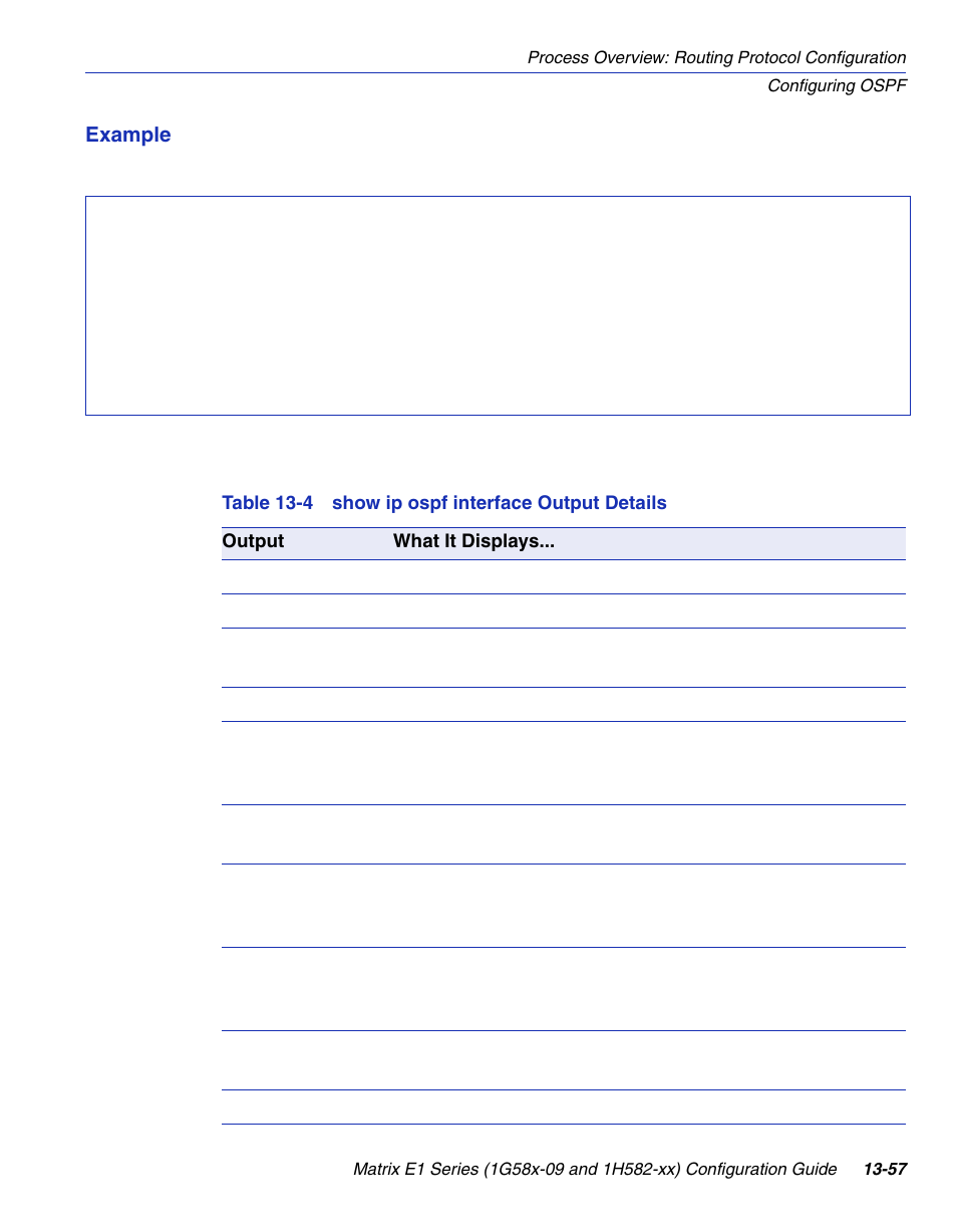Show ip ospf interface output details | Enterasys Networks 1G58x-09 User Manual | Page 651 / 808