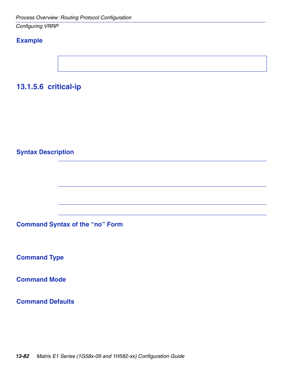 6 critical-ip, Critical-ip -82, Section 13.1.5.6 | Enterasys Networks 1G58x-09 User Manual | Page 676 / 808