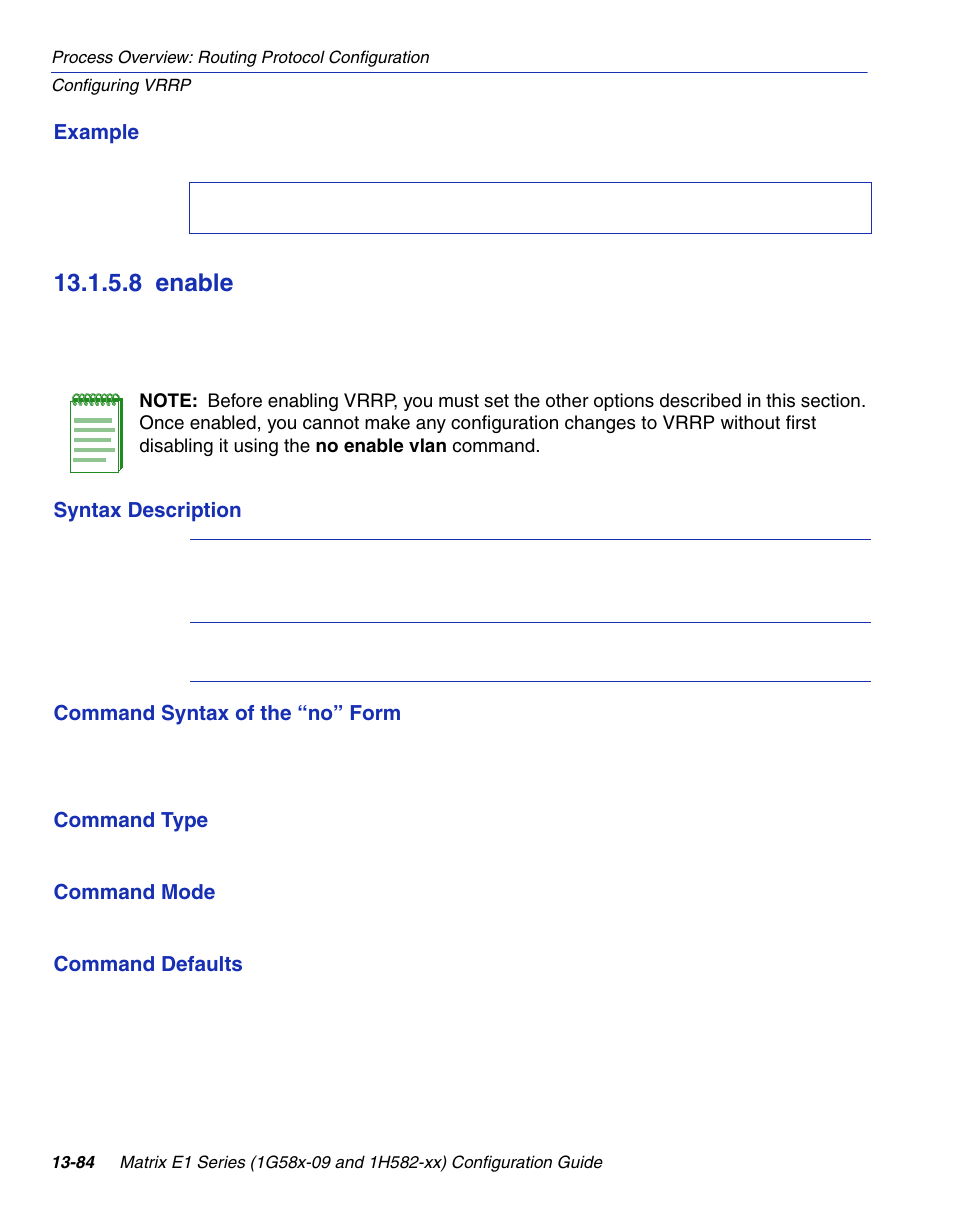 8 enable, Enable -84, Section 13.1.5.8 | Enterasys Networks 1G58x-09 User Manual | Page 678 / 808