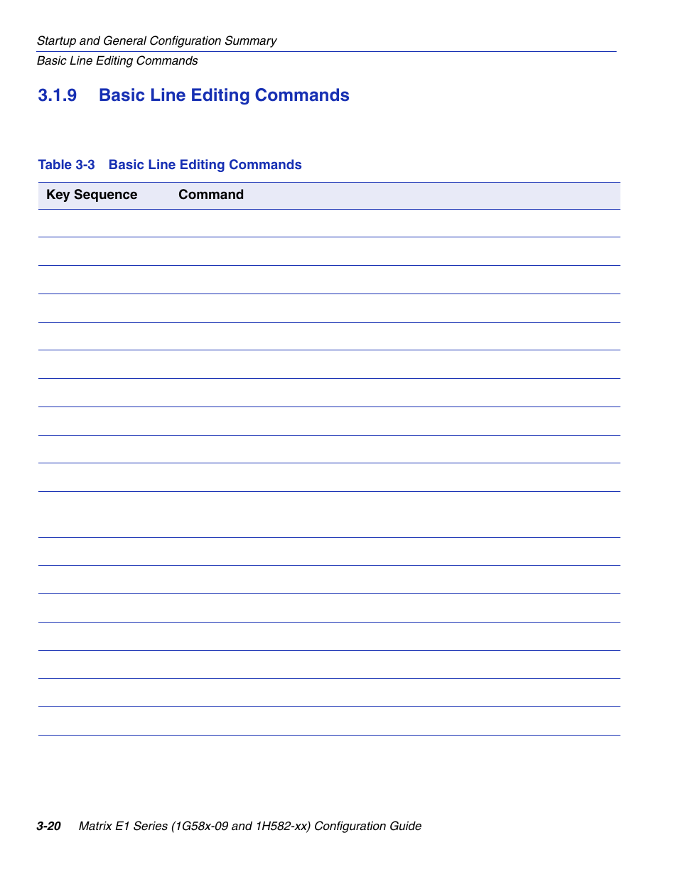 9 basic line editing commands, Basic line editing commands -20, Basic line editing commands | Enterasys Networks 1G58x-09 User Manual | Page 68 / 808