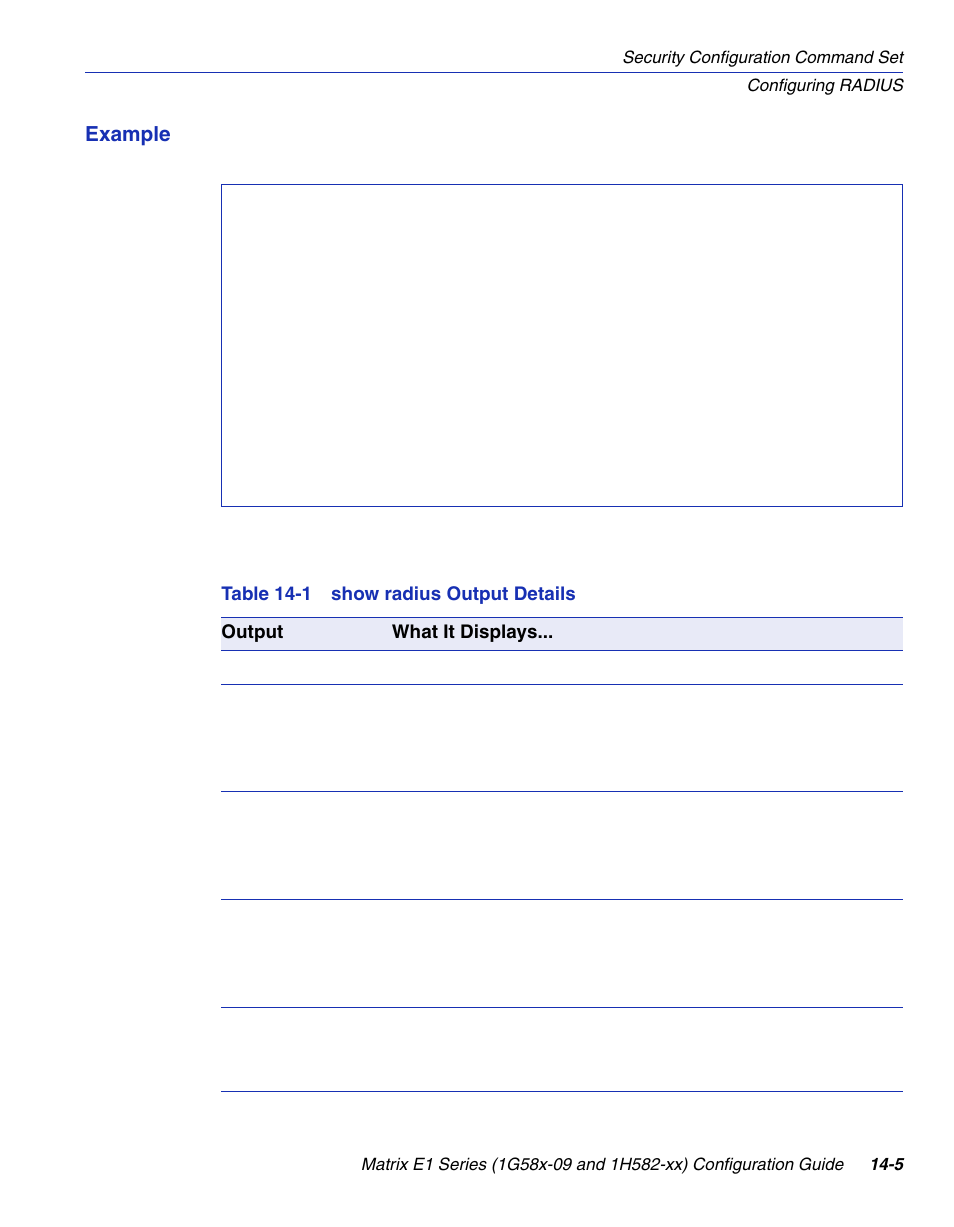 Show radius output details | Enterasys Networks 1G58x-09 User Manual | Page 687 / 808