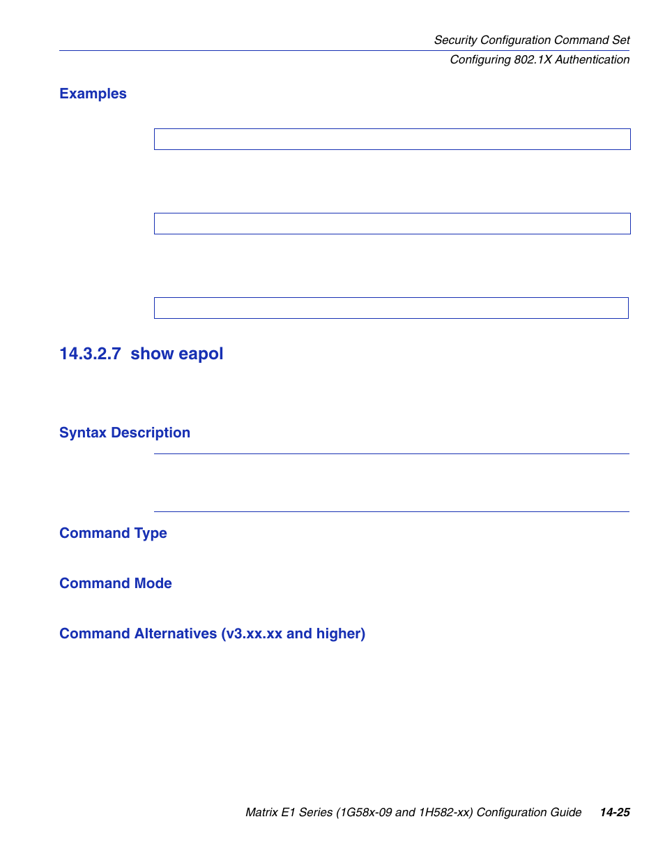 7 show eapol, Show eapol -25, Section 14.3.2.7 | Enterasys Networks 1G58x-09 User Manual | Page 707 / 808