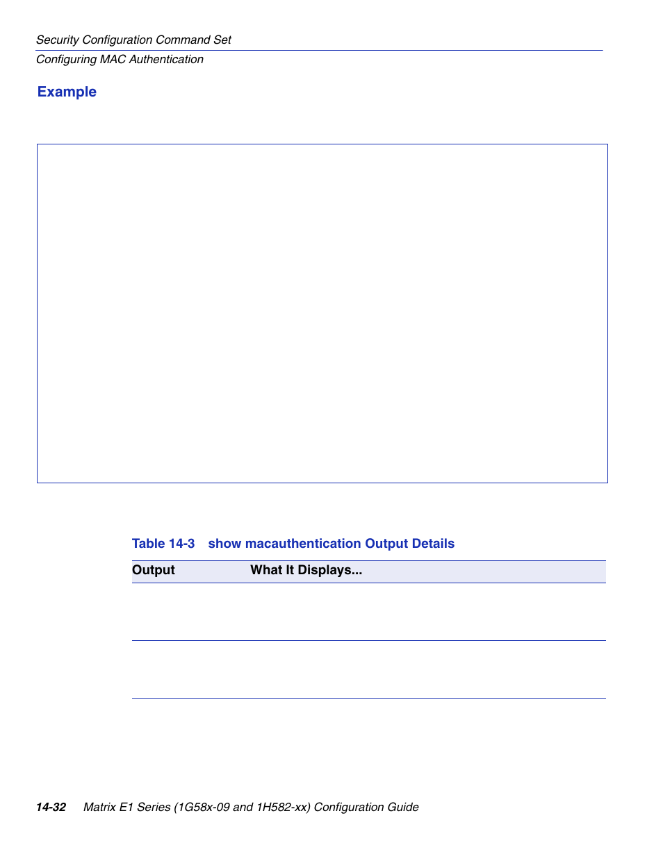 Show macauthentication output details | Enterasys Networks 1G58x-09 User Manual | Page 714 / 808