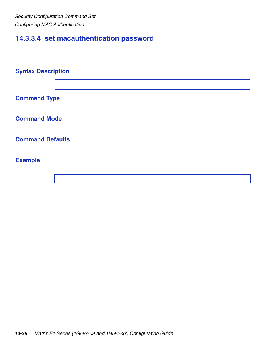 4 set macauthentication password, Set macauthentication password -36, Word | Section 14.3.3.4 | Enterasys Networks 1G58x-09 User Manual | Page 718 / 808