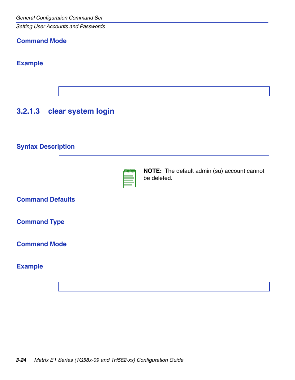 3 clear system login, Clear system login -24, Section 3.2.1.3 | Enterasys Networks 1G58x-09 User Manual | Page 72 / 808