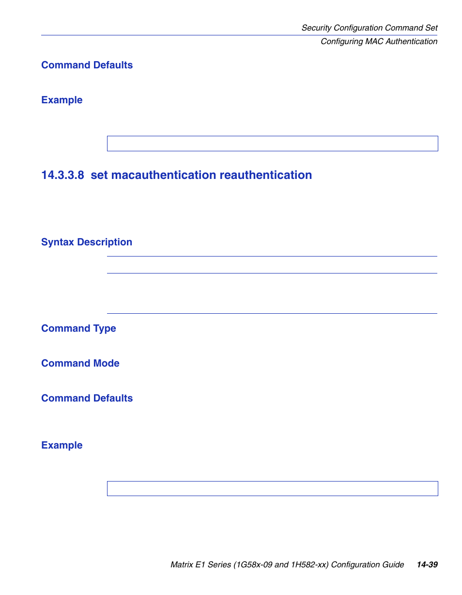 8 set macauthentication reauthentication, Set macauthentication reauthentication -39, Section 14.3.3.8 | D in | Enterasys Networks 1G58x-09 User Manual | Page 721 / 808